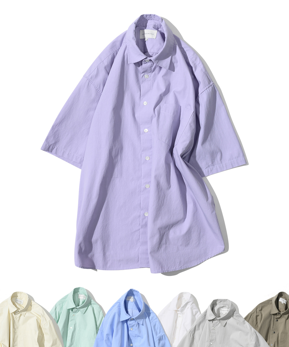 Cotton-Blend Half Shirt : 7color