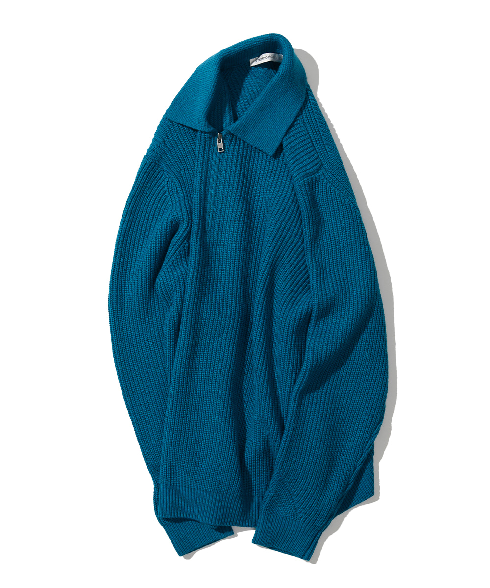 Flash Collar Zip-Up Pullover_Harbor Blue