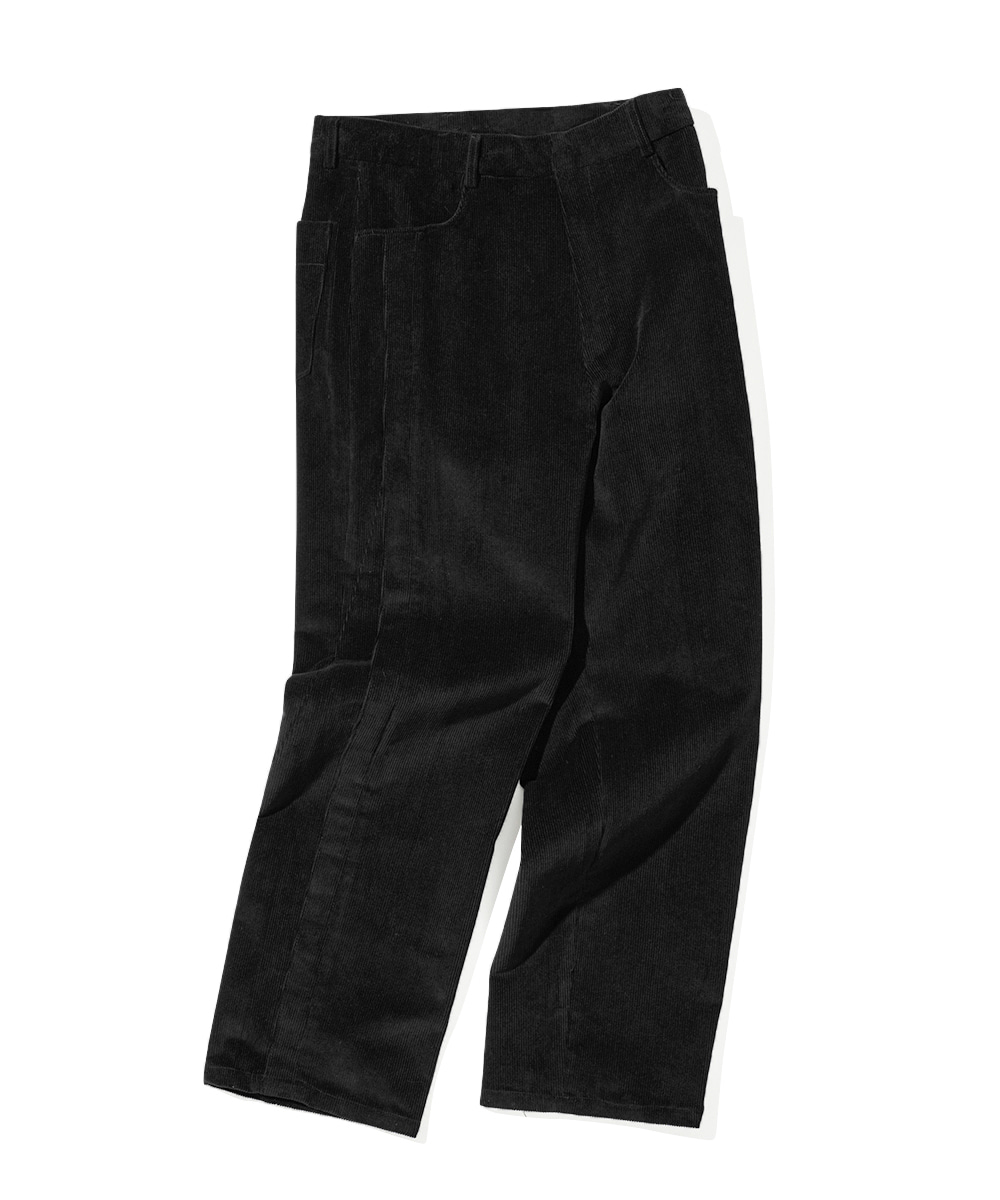 Corduroy Double Detail Pants_Black