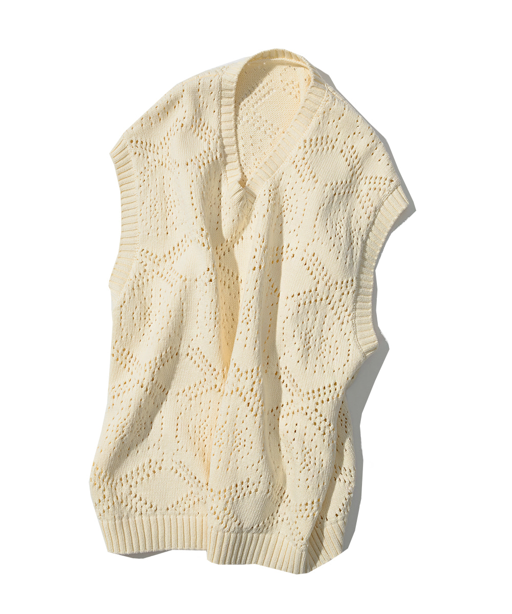 Crochet Knit Vest_Ivory