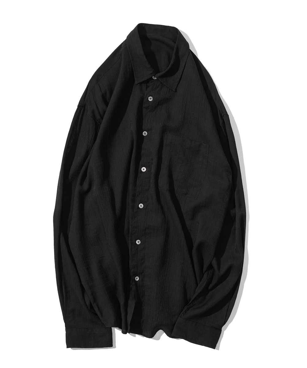 Pleats Long Sleeve Shirt_Black