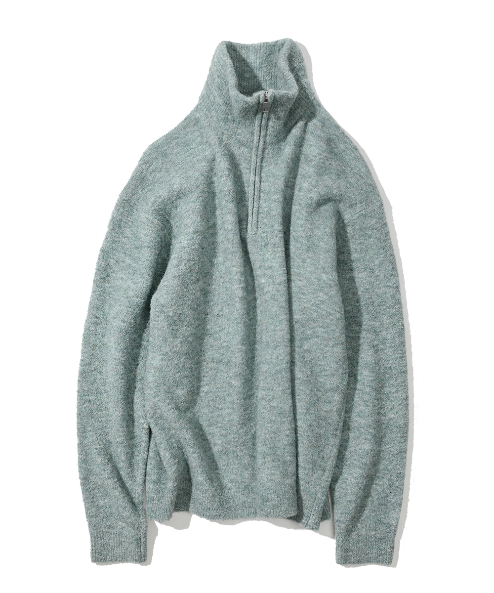 Curly Hair High Neck Pullover_Mint