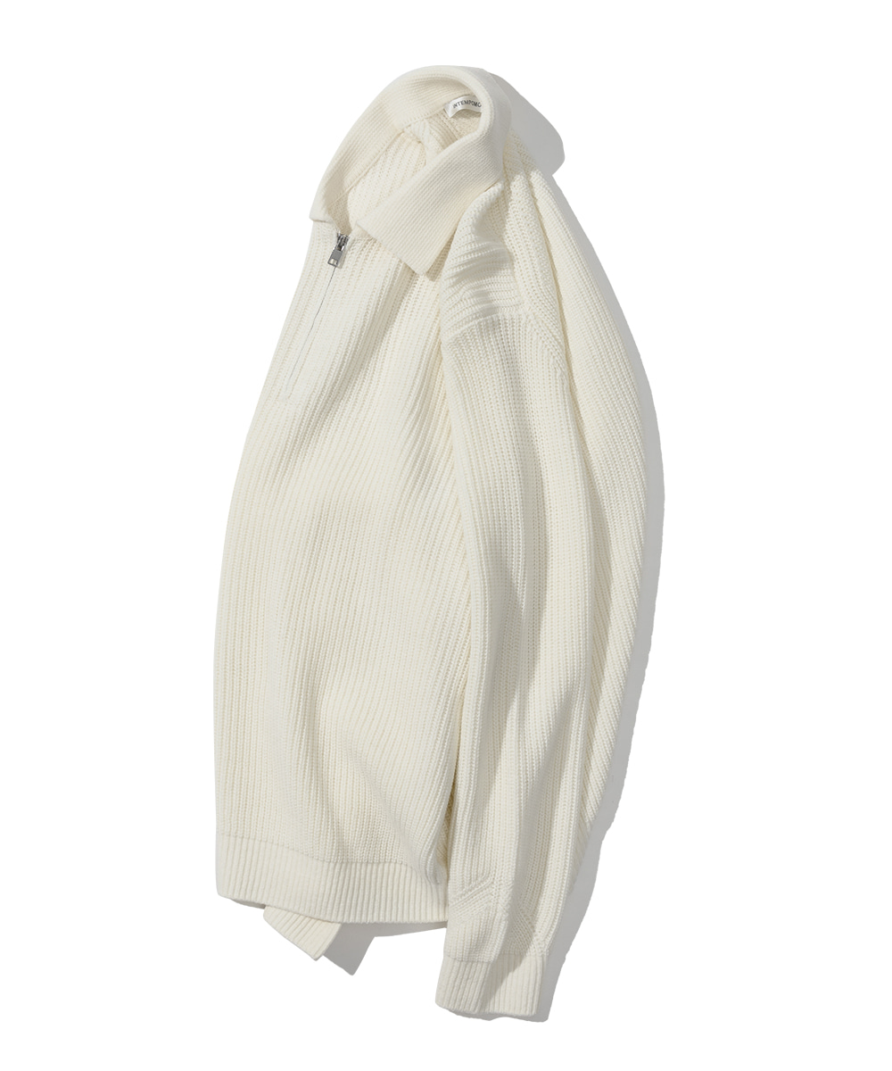 Flash Collar Zip-Up Pullover_Ivory