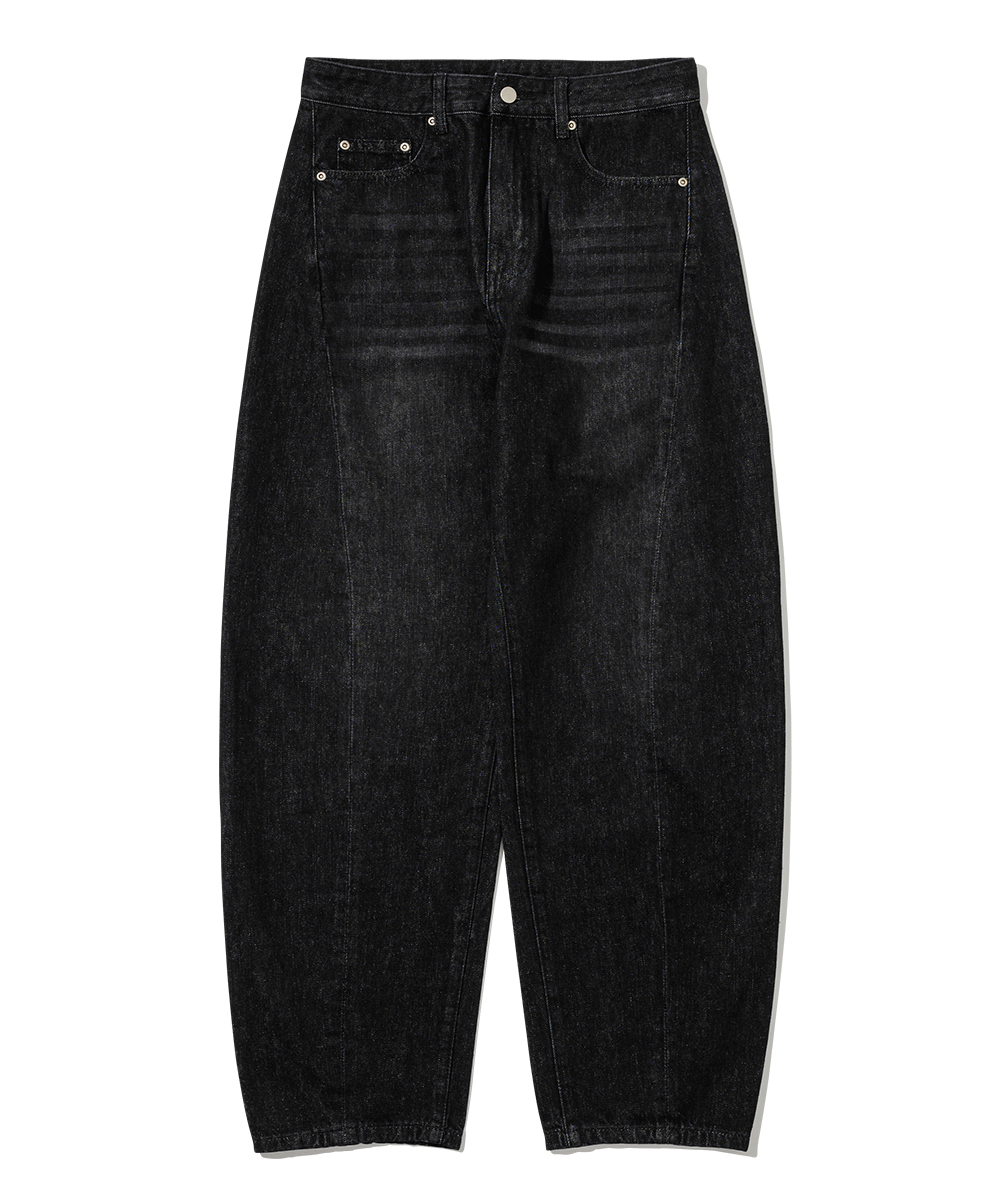 [3.31 예약배송]Curved Wide Denim Pants_Black Jean
