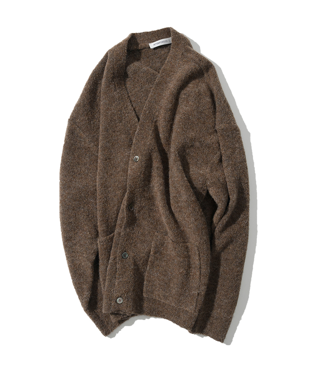 Button Front Wit Boucle Cardigan_Brown