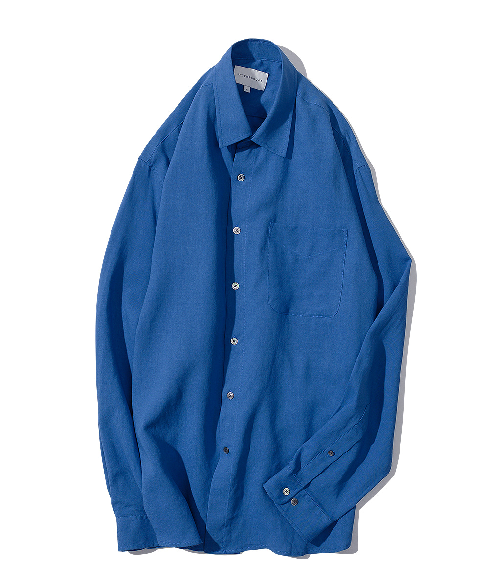 Tencel Linen Long-Sleeve Shirt_Cobalt Blue