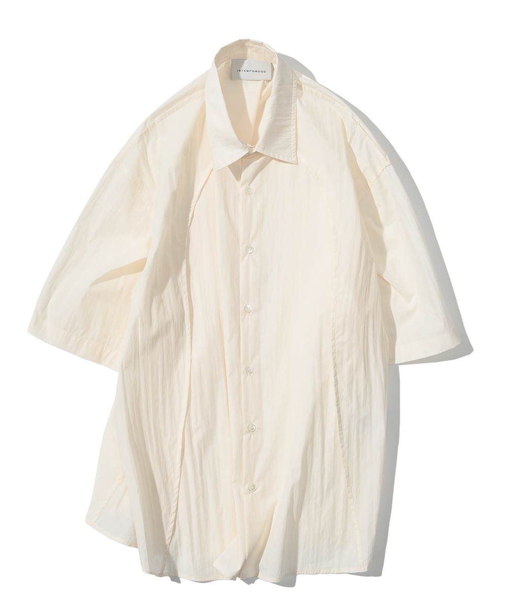 French Seam Curved Shirt_Ivory