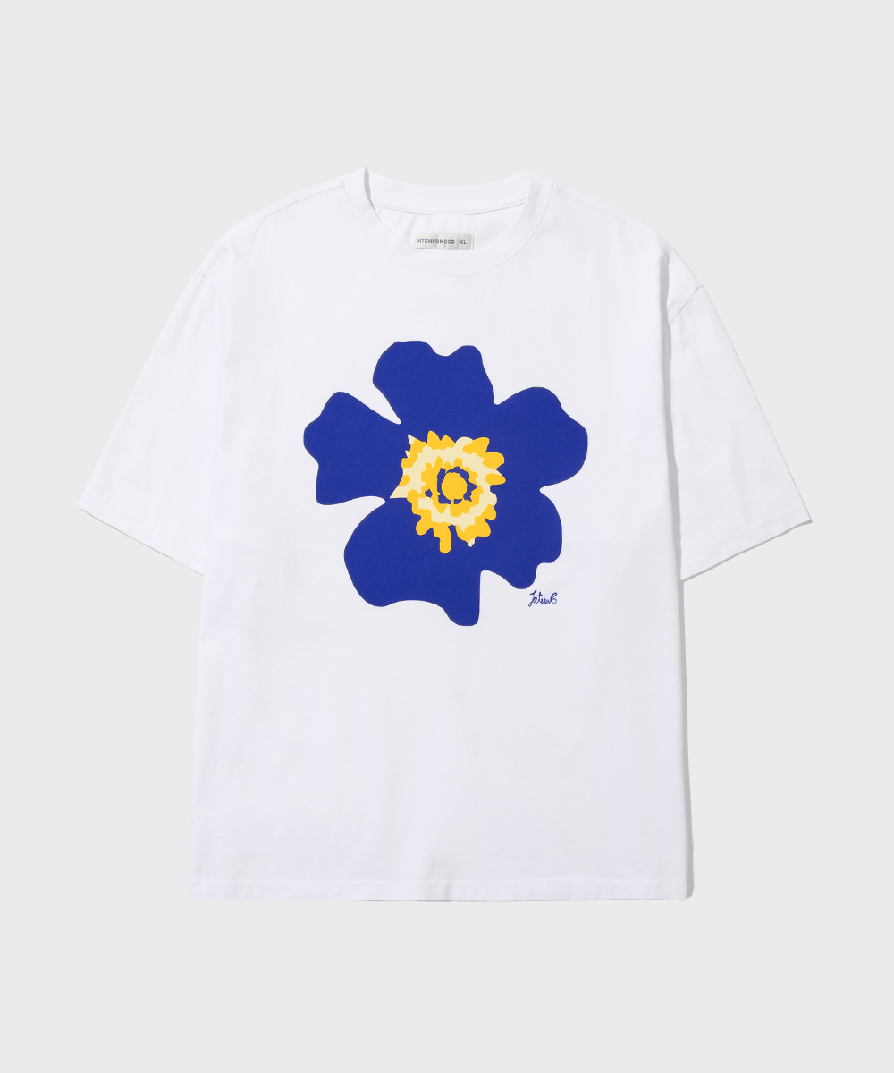 Flower Pattern Cotton T-shirt_White