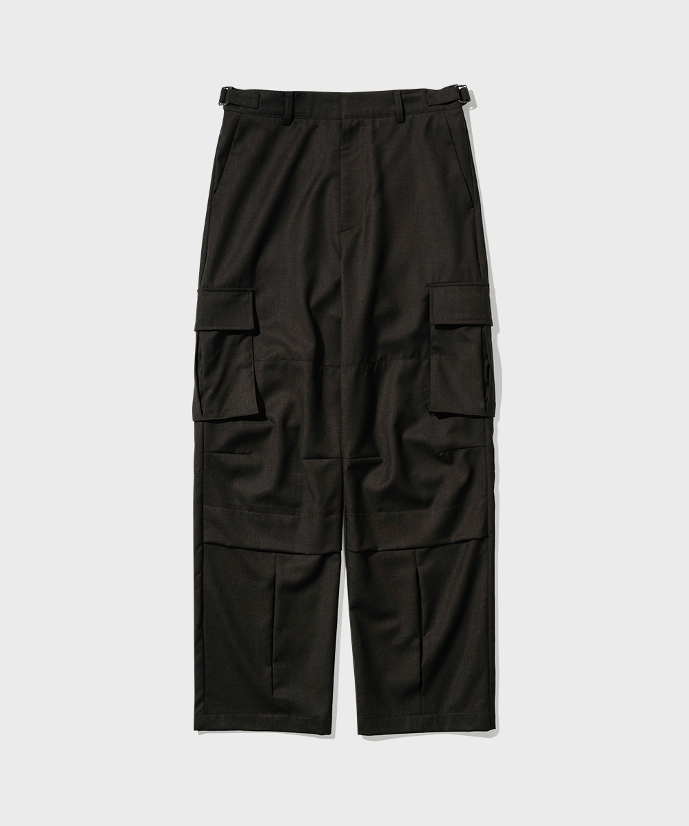 Cargo Slit Wool Pants_Dark Brown