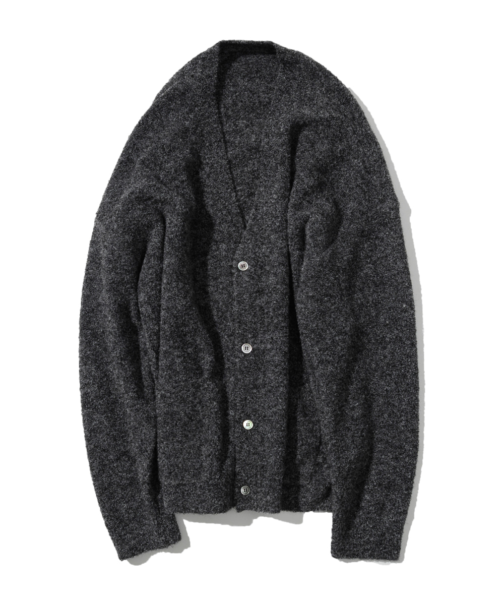 Button Front Wit Boucle Cardigan_Dark Gray