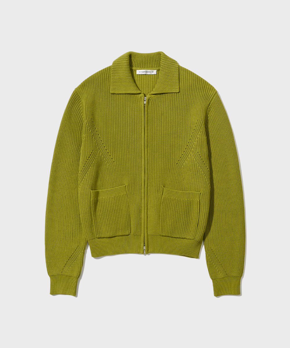 Monotone Full Zip-up Knit_Olive