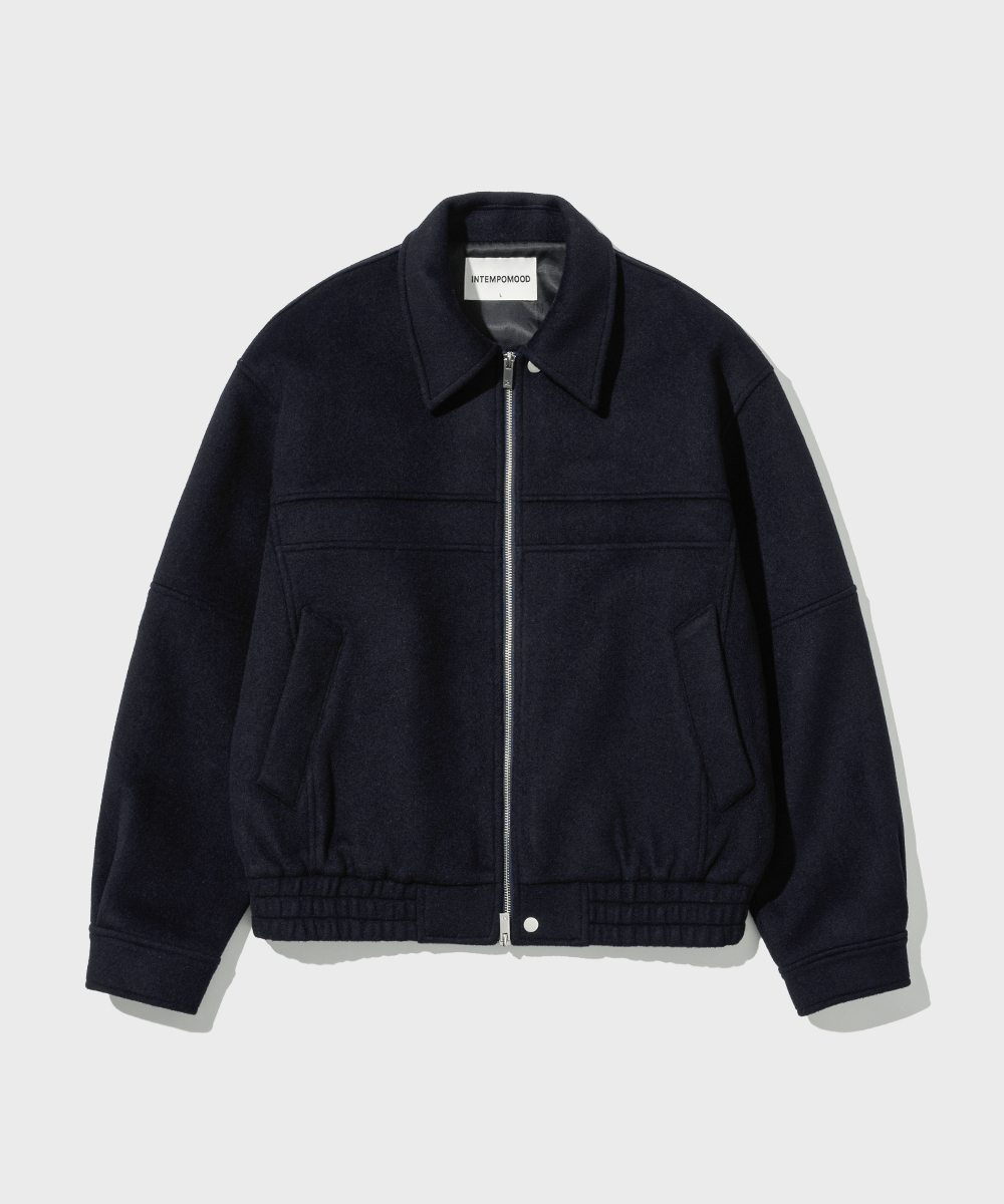 Chest Line Wool Jacket_Navy